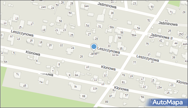 Konstancin-Jeziorna, Leszczynowa, 28/30, mapa Konstancin-Jeziorna