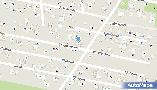 Konstancin-Jeziorna, Leszczynowa, 35, mapa Konstancin-Jeziorna