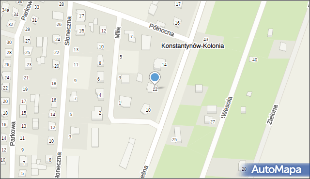 Konstantynów, Leśna, 12, mapa Konstantynów
