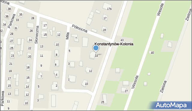 Konstantynów, Leśna, 14, mapa Konstantynów