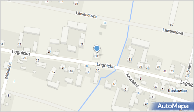 Koskowice, Legnicka, 31, mapa Koskowice