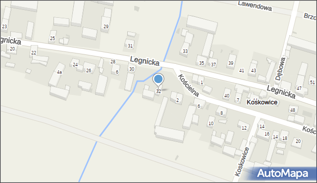 Koskowice, Legnicka, 32, mapa Koskowice