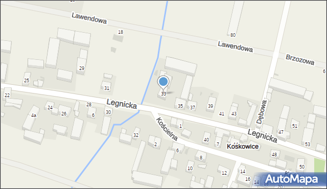 Koskowice, Legnicka, 33, mapa Koskowice