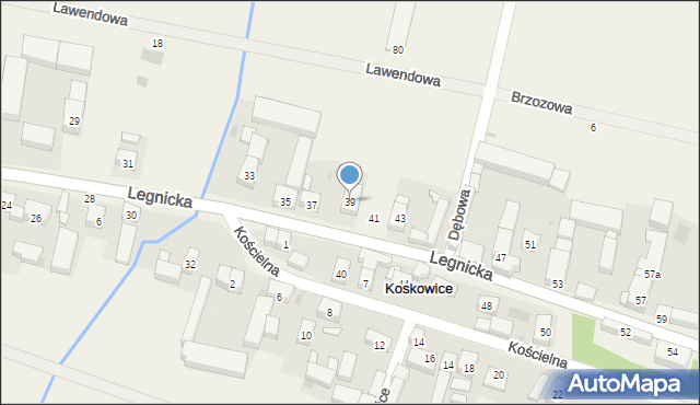 Koskowice, Legnicka, 39, mapa Koskowice