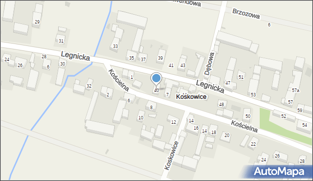 Koskowice, Legnicka, 40, mapa Koskowice