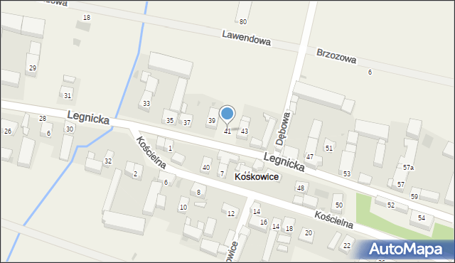 Koskowice, Legnicka, 41, mapa Koskowice