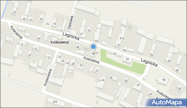 Koskowice, Legnicka, 50, mapa Koskowice