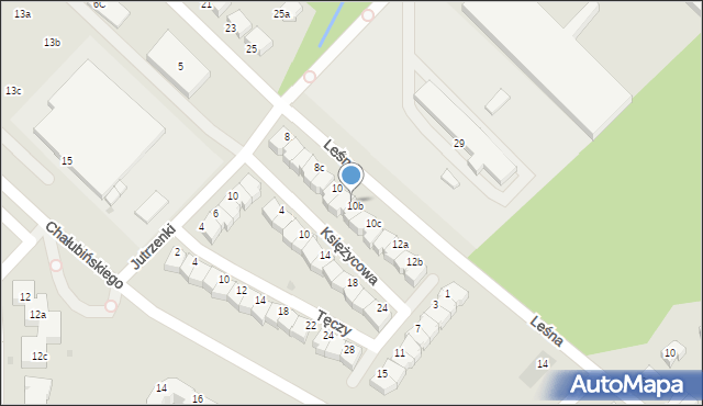 Koszalin, Leśna, 10a, mapa Koszalina