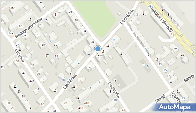 Koszalin, Lechicka, 15, mapa Koszalina