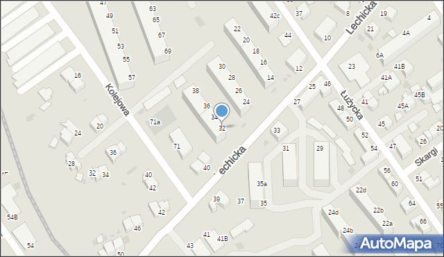 Koszalin, Lechicka, 32, mapa Koszalina