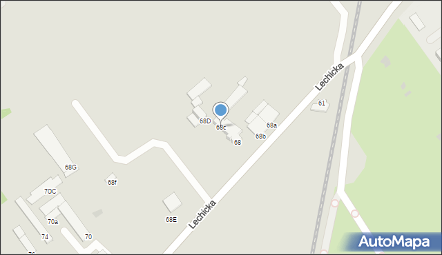 Koszalin, Lechicka, 68c, mapa Koszalina