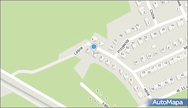 Kozienice, Leśna, 17, mapa Kozienice