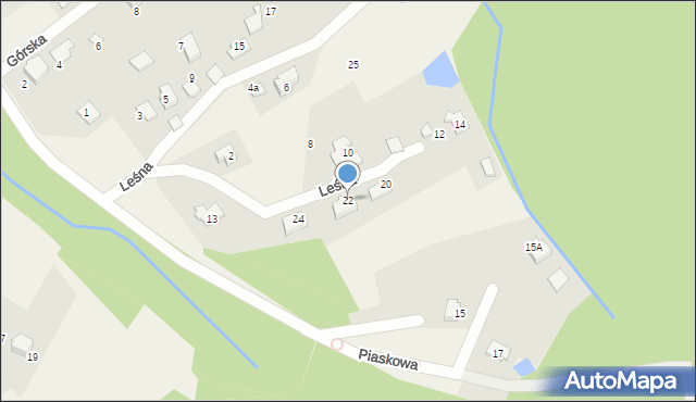 Kozy, Leśna, 22, mapa Kozy