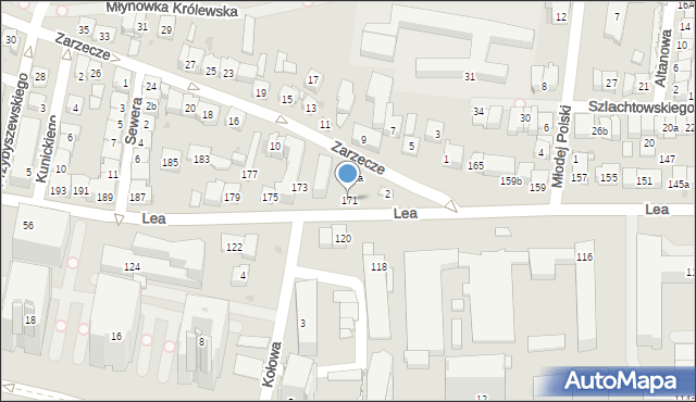 Kraków, Lea Juliusza, 171, mapa Krakowa