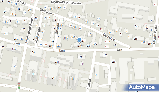 Kraków, Lea Juliusza, 179, mapa Krakowa