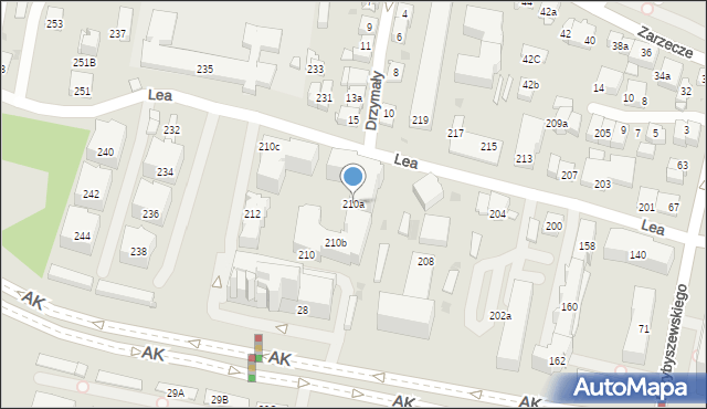 Kraków, Lea Juliusza, 210a, mapa Krakowa