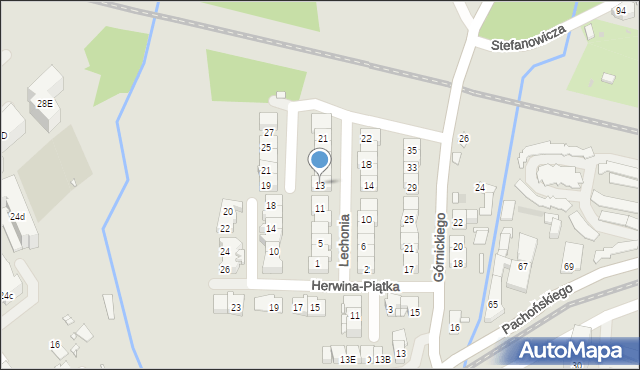 Kraków, Lechonia Jana, 13, mapa Krakowa