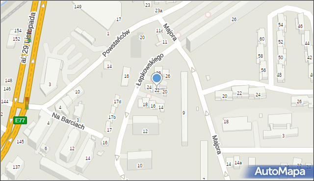 Kraków, Łepkowskiego Józefa, 22, mapa Krakowa