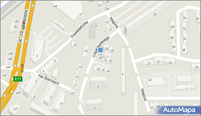 Kraków, Łepkowskiego Józefa, 24, mapa Krakowa