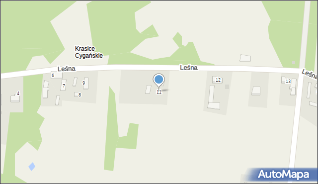 Krasice, Leśna, 11, mapa Krasice