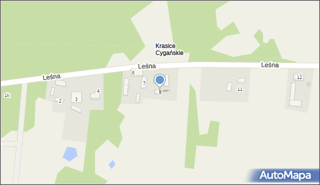 Krasice, Leśna, 8, mapa Krasice