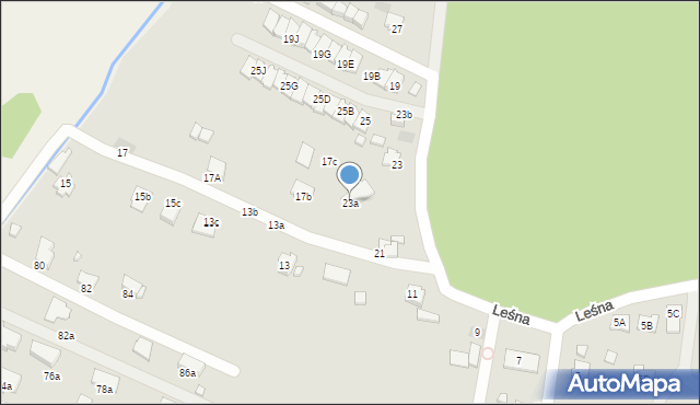 Krosno, Leśna, 23a, mapa Krosna