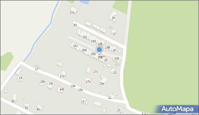 Krosno, Leśna, 25B, mapa Krosna