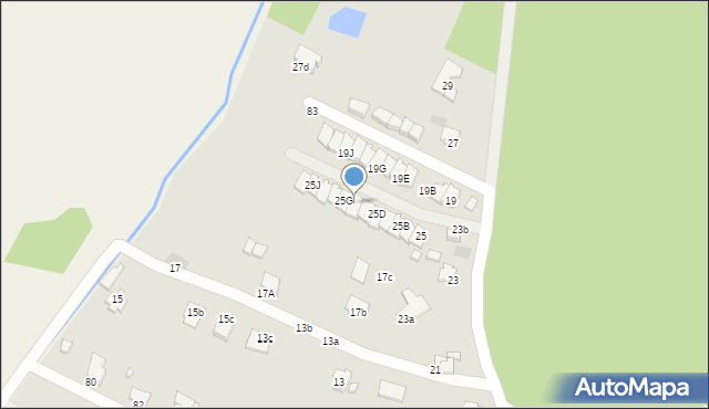 Krosno, Leśna, 25F, mapa Krosna