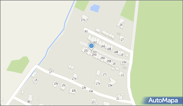 Krosno, Leśna, 25H, mapa Krosna