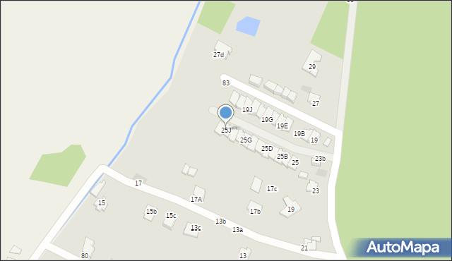 Krosno, Leśna, 25J, mapa Krosna