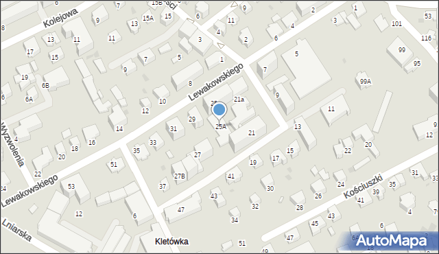 Krosno, Lewakowskiego Augusta, 25A, mapa Krosna