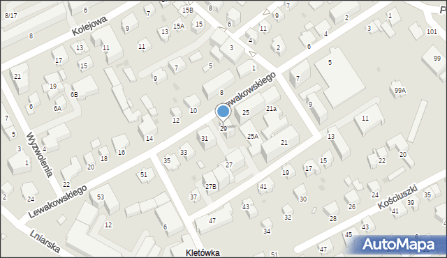 Krosno, Lewakowskiego Augusta, 29, mapa Krosna