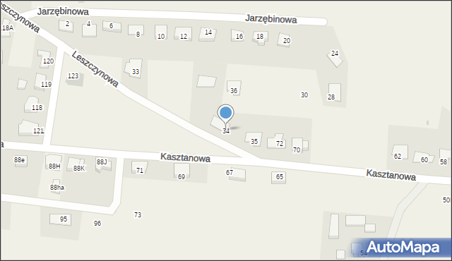 Kruszyn, Leszczynowa, 34, mapa Kruszyn