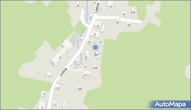 Krynica-Zdrój, Leśna, 26A, mapa Krynica-Zdrój