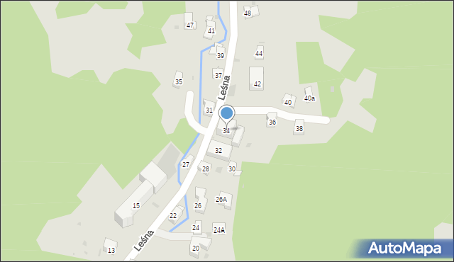 Krynica-Zdrój, Leśna, 34, mapa Krynica-Zdrój