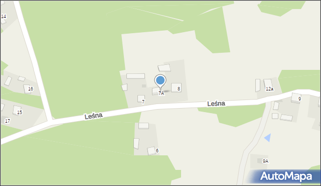 Krzaki, Leśna, 7A, mapa Krzaki