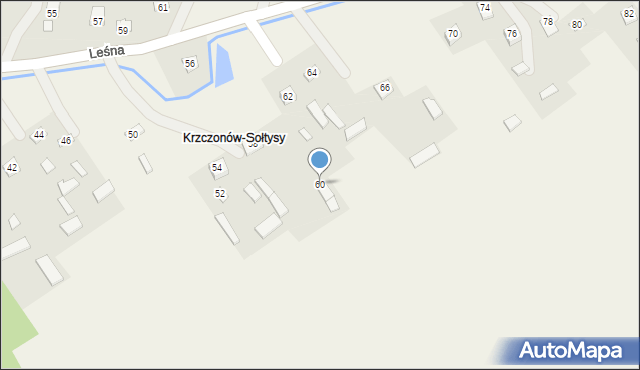 Krzczonów, Leśna, 60, mapa Krzczonów