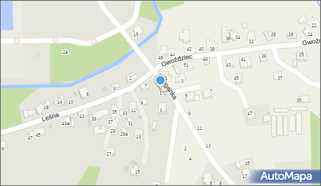 Krzeszowice, Leśna, 1, mapa Krzeszowice