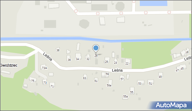 Krzeszowice, Leśna, 28, mapa Krzeszowice