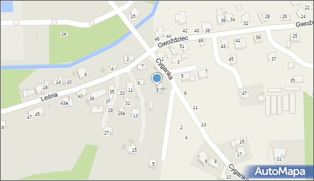 Krzeszowice, Leśna, 3, mapa Krzeszowice