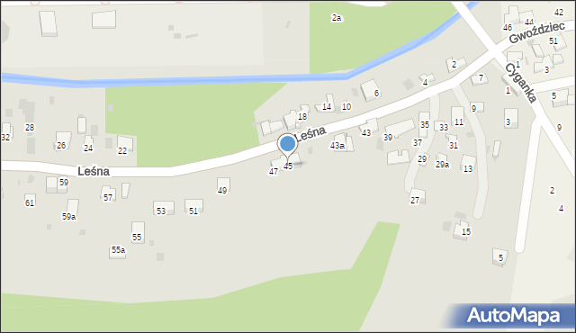 Krzeszowice, Leśna, 45, mapa Krzeszowice