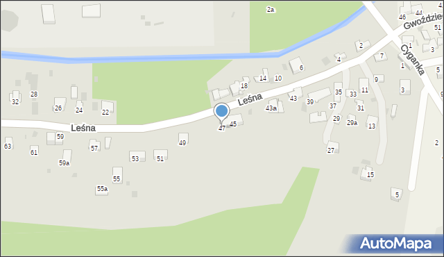 Krzeszowice, Leśna, 47, mapa Krzeszowice