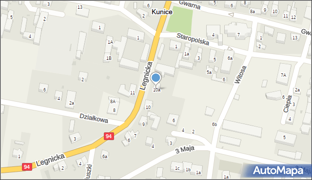 Kunice, Legnicka, 10a, mapa Kunice