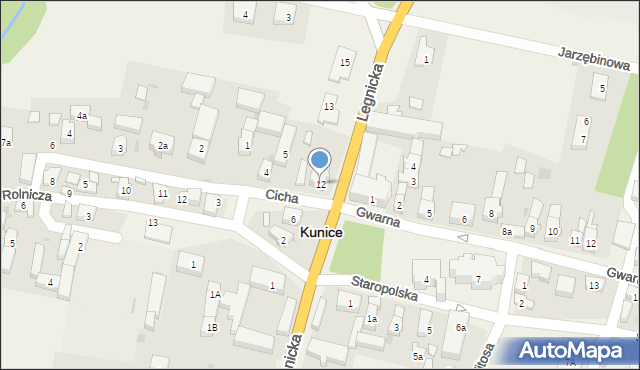 Kunice, Legnicka, 12, mapa Kunice