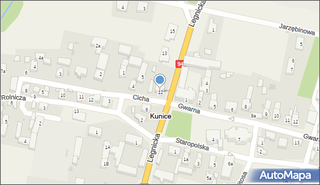 Kunice, Legnicka, 12, mapa Kunice