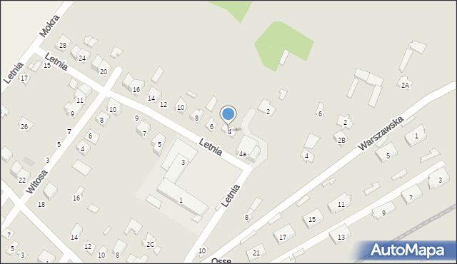 Łapy, Letnia, 4, mapa Łapy