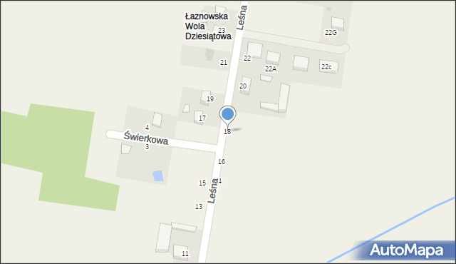 Łaznowska Wola, Leśna, 18, mapa Łaznowska Wola