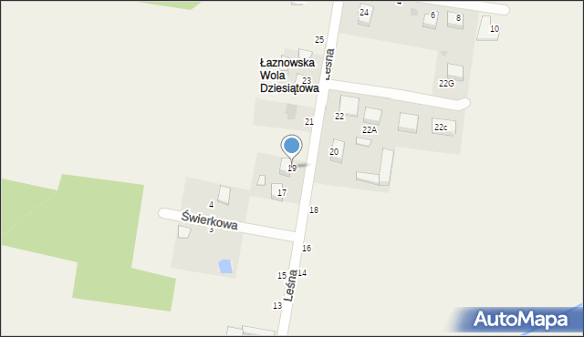 Łaznowska Wola, Leśna, 19, mapa Łaznowska Wola