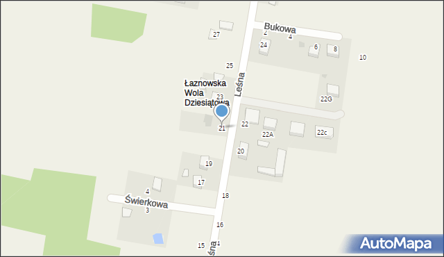 Łaznowska Wola, Leśna, 21, mapa Łaznowska Wola