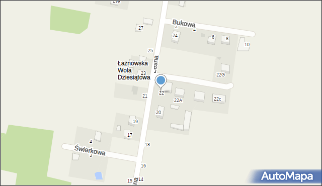 Łaznowska Wola, Leśna, 22, mapa Łaznowska Wola